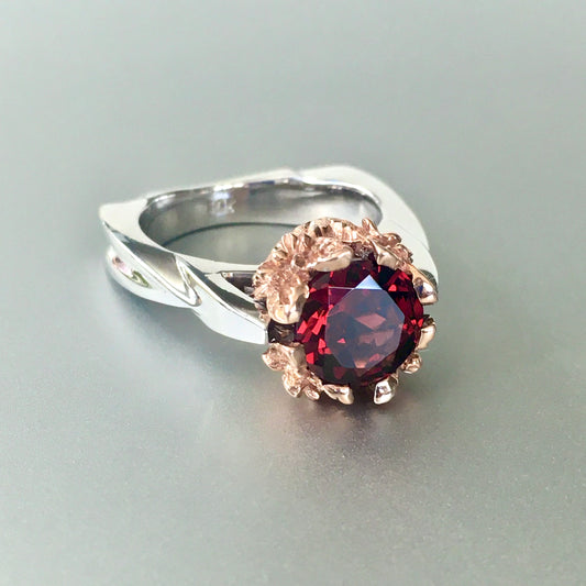1.98 Flower Finger Rhodolite Garnet Ring