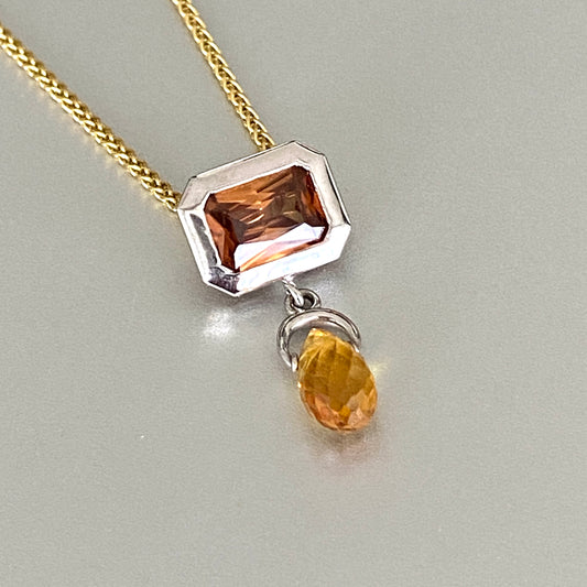 .70 Yellow Sapphire and Briolette Pendant