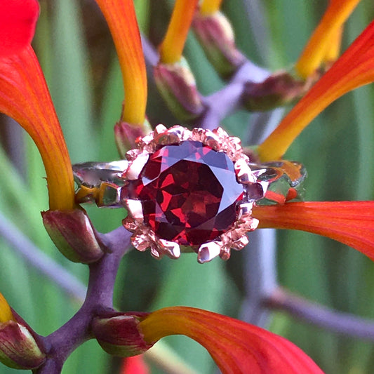 1.98 Flower Finger Rhodolite Garnet Ring