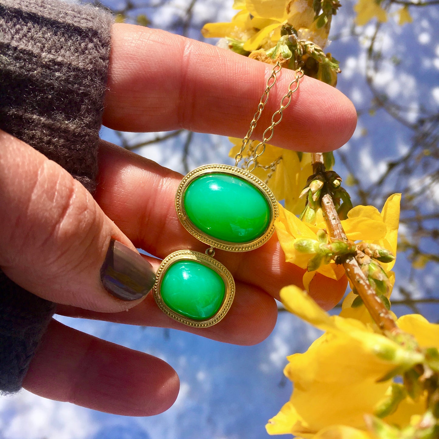 27 Green Chrysoprase Pendant