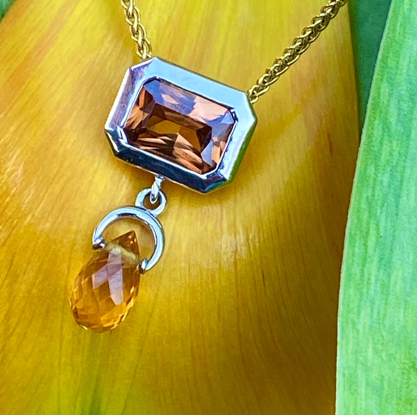 .70 Yellow Sapphire and Briolette Pendant